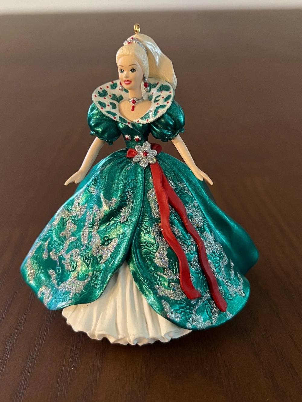 1995 Hallmark Holiday Barbie Keepsake Ornament #3 Green Gown Vintage